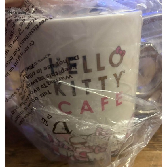 NIB 2021 Hello Kitty Cafe Truck Exclusive Metallic Silver Bow Handle Mug Cup - Picture 2 of 9